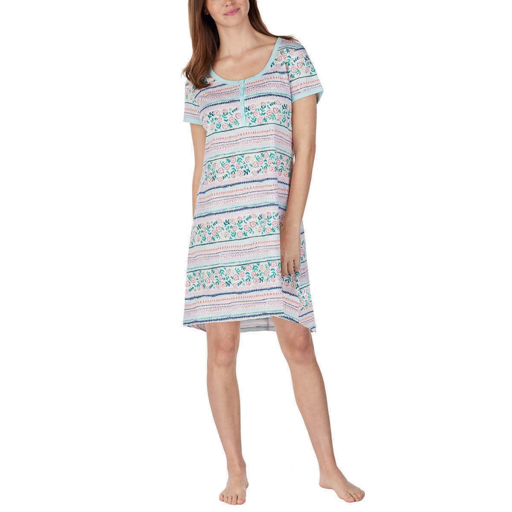 Jane and Bleecker Womens Henley Sleepshirts 2 Pack - Picture 2 of 8